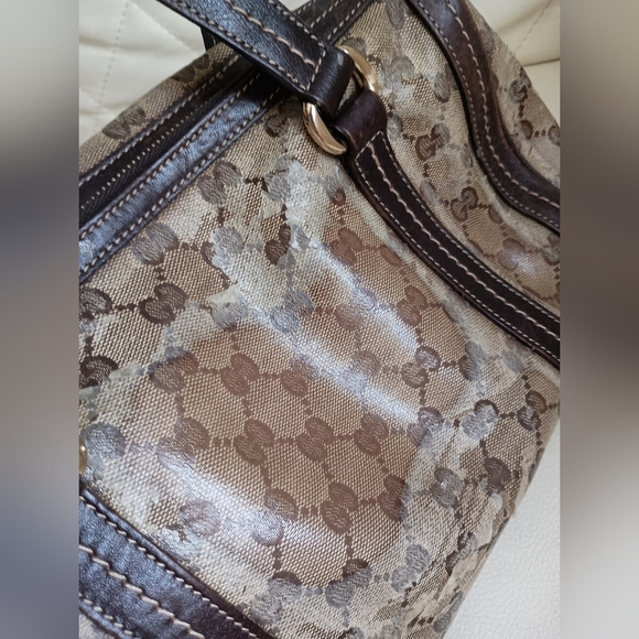 Authentic Gucci Crystal Monogram Duchessa Boston Bag Brown - Picture 10 of 14